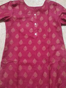 Maroon Printed Kurta