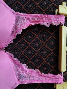 Pink Lace Trim soft padded Bra