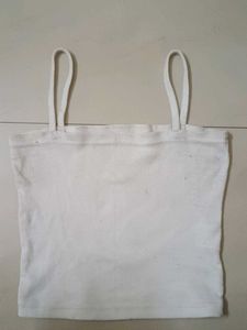 White Ribbed Spaghetti Strap Tank Top