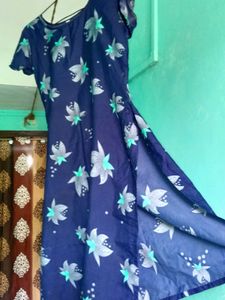 Floral Print Navy Blue Dress