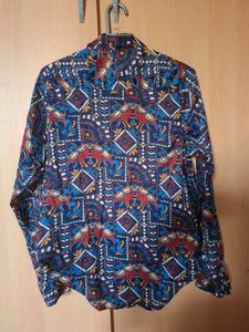 Boho Print Long Sleeve Button-Up Shirt