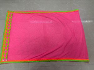 Vibrant Hot Pink Net Dupatta with Neon Chevron &amp; Z