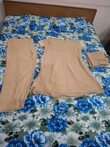 Elegant Beige short Kurta Set(3 piece set)