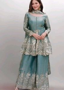 Elegant Teal Embroidered Kurta Set