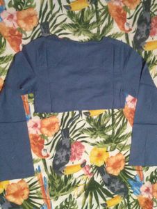 Girl's Navy Blue Embroidered Shrug