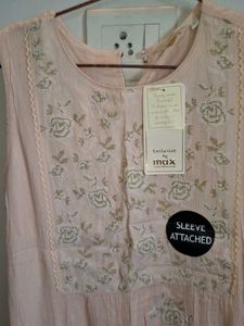 Peach Embroidered Dress With Matching Jewellery