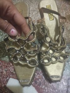 Golden Embellished sandal heels combo