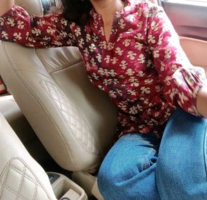 Maroon Printed Kurta
