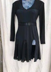 139. Chic Black Mesh Dress with Slits