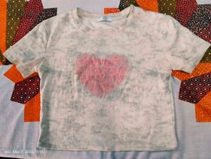 Graphic Heart Print Tie-Dye T-Shirt