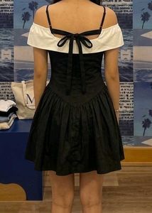 y2k Chic Black &amp; White Off-Shoulder Dress