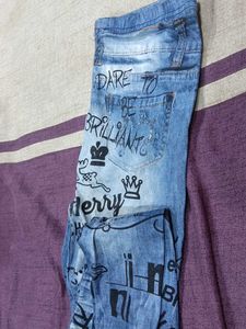 Graphic Print Denim Jeans