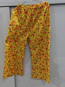 Yellow Floral Print Palazzo Pants