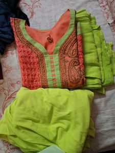 chicken embroidered lakhnavi  Kurta set