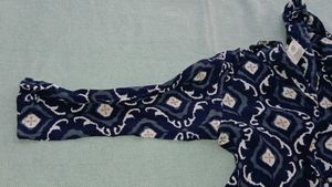 Navy Blue Ikat Print Kurta