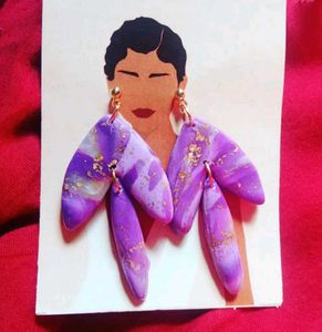 Purple Clay Dangle Earrings