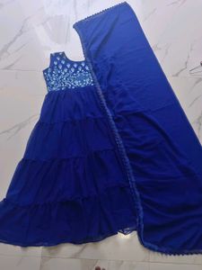 Elegant Blue Anarkali Kurta with Dupatta