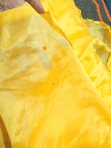 Yellow Plain Saree And Blouse