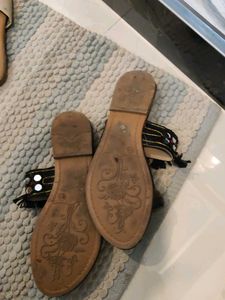 Boho Mirror &amp; Tassel Embellished Flat Sandals