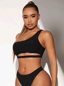 One Shoulder Cut Out Brallete/ Bikini Top