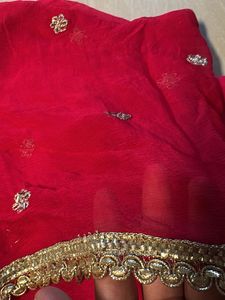 Vibrant pink suit with Silver Border