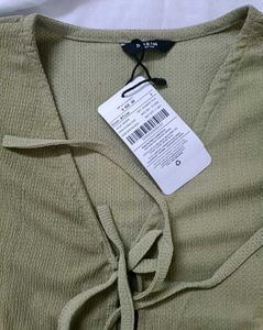 Shein Olive Green Textured T-Shirt