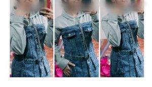 Denim suit with Gray Sleeves