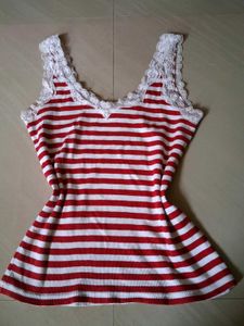 striped lacey cami/tank top