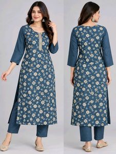 Beautiful Blue Floral Kurta Set