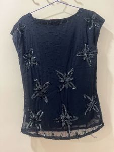 Black Sequin Embellished Top