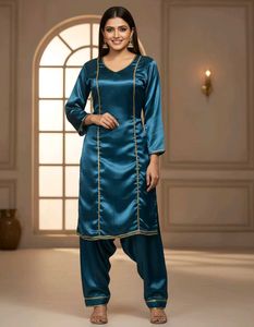 Teal Satin Kurta Set without duppatta
