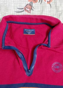 peter England Men's Red Long Sleeve Polo
