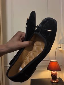 Rag&amp;Co Velvet Bow detail Ballerina shoes