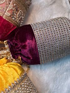 Embroidered Velvet Potli Bags (Set of 5)