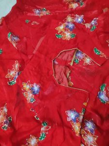 Vibrant Red Embroidered Lehenga Choli Set