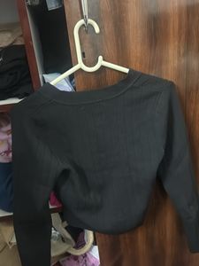 Black Cardigan with Gold Buttons