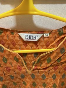 Biba Orange Printed Kurta