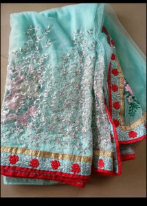 Embroidered Net Saree