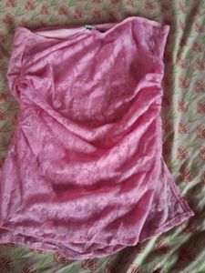 Pink Lace Strapless Top