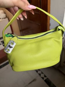 Lime Green Leather Shoulder Bag