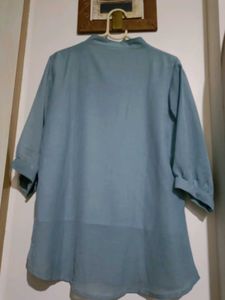 Blue Tunic with Flower Appliques