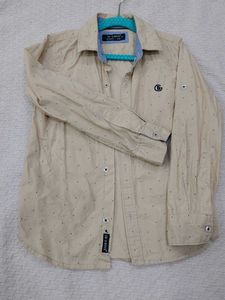 Boys' Beige Dotted Button-Up Shirt