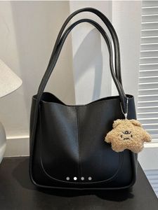 Stylish Black Hobo Bag with Charm