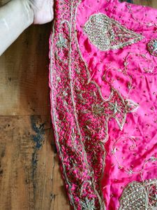 Vibrant Pink dabka/zardozi handwork skirt