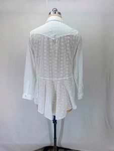 White Embroidered Button-Up Shirt