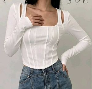 Chic White corset long Sleeve Top