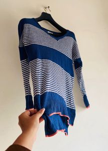 Blue High Low Sweater Top