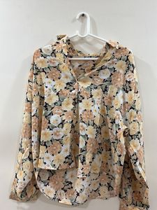 Floral Print Button-Up Blouse