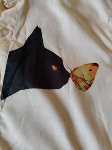 Cream Black Cat Full Sleeves Shirt