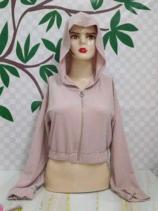 (900)Pink Cropped Hoodie